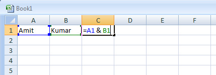 How to combine First name and last name in excel